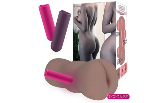 Коричневый вибромастурбатор-анус TONGGGO-Black Angel Auto - KOKOS - в Уфе купить с доставкой