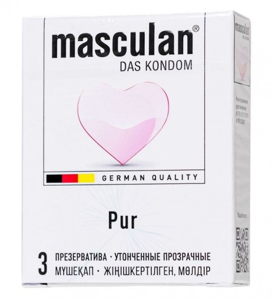 Супертонкие презервативы Masculan Pur - 3 шт. - Masculan - купить с доставкой в Уфе