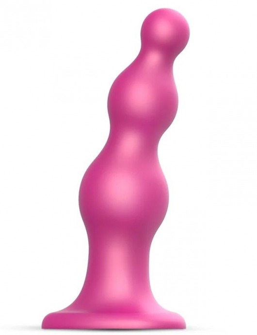 Розовая насадка Strap-On-Me Dildo Plug Beads size S - Strap-on-me - купить с доставкой в Уфе