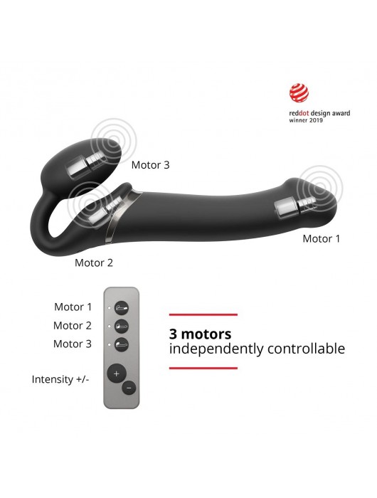 Черный безремневой вибрострапон Silicone Bendable Strap-On - size XL - Strap-on-me - купить с доставкой в Уфе