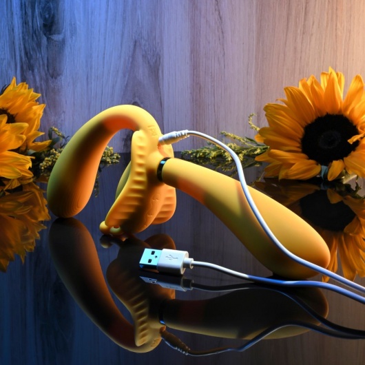 Желтый безремневой вибрострапон The Monarch - 23 см. - Evolved - купить с доставкой в Уфе