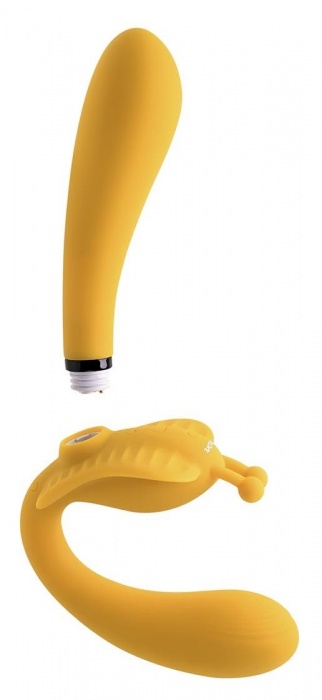 Желтый безремневой вибрострапон The Monarch - 23 см. - Evolved - купить с доставкой в Уфе