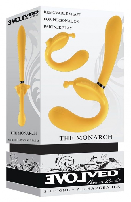 Желтый безремневой вибрострапон The Monarch - 23 см. - Evolved - купить с доставкой в Уфе