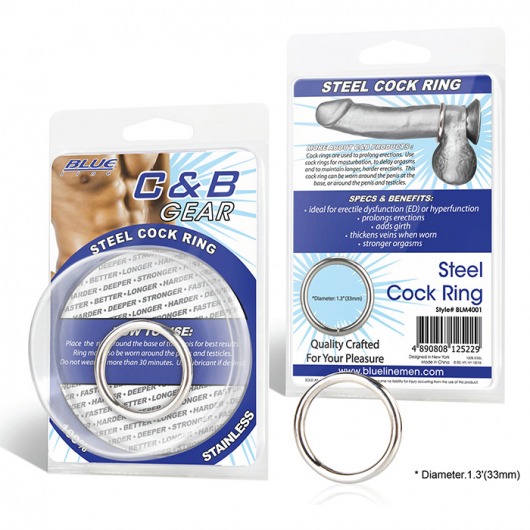 Стальное эрекционное кольцо STEEL COCK RING - 3.5 см. - BlueLine - в Уфе купить с доставкой