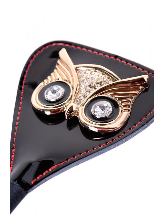 Чёрный стек с совой на кожаном наконечнике - 24 см. - ToyFa - купить с доставкой в Уфе