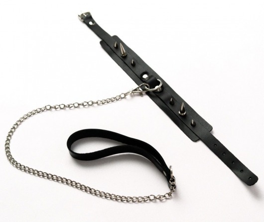 Черный ошейник с шипами и поводком - Crazy Handmade - купить с доставкой в Уфе