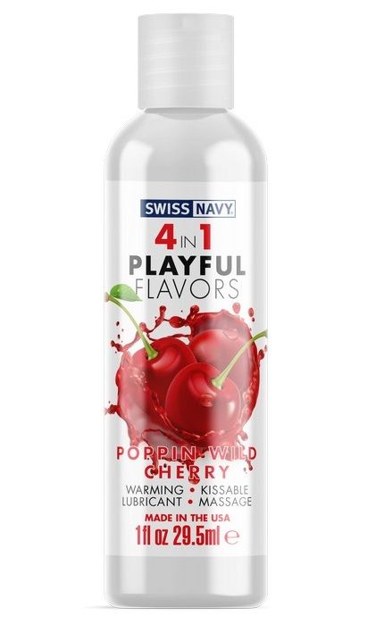 Массажный гель 4-в-1 Poppin Wild Cherry с ароматом вишни - 29,5 мл. - Swiss navy - купить с доставкой в Уфе