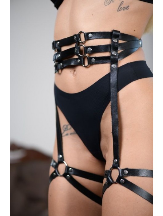 Кожаные гартеры на поясе Esteria - БДСМ Арсенал - купить с доставкой в Уфе