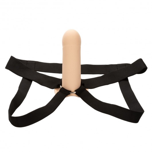 Телесный фаллопротез из силикона Extension with Harness - 15,75 см. - California Exotic Novelties - купить с доставкой в Уфе