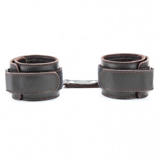 Коричневые кожаные наручники - БДСМ Арсенал - купить с доставкой в Уфе