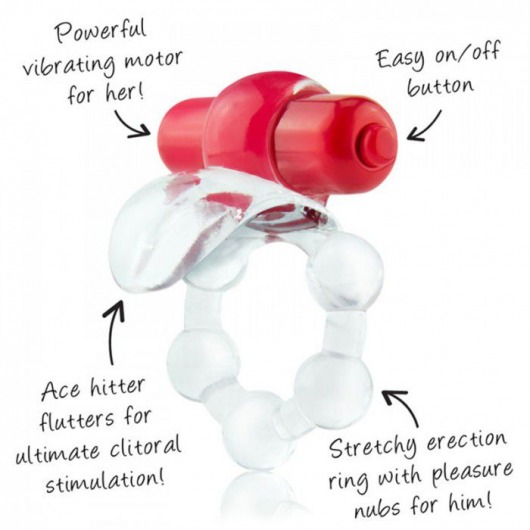 Виброкольцо с язычком и красным виброэлементом Overtime - Screaming O - в Уфе купить с доставкой