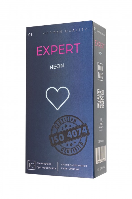 Светящиеся в темноте презервативы EXPERT Neon - 10 шт. - Expert - купить с доставкой в Уфе