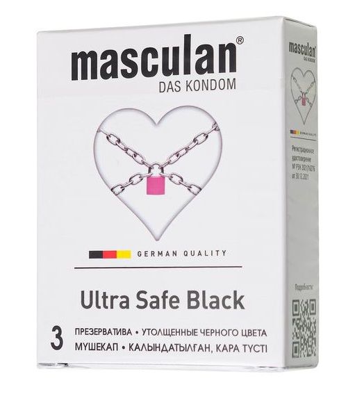 Ультрапрочные презервативы Masculan Ultra Safe Black - 3 шт. - Masculan - купить с доставкой в Уфе