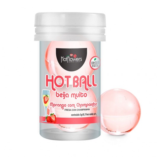 Лубрикант на масляной основе Hot Ball Beija Muito с ароматом клубники и шампанского (2 шарика по 3 гр.) - HotFlowers - купить с доставкой в Уфе