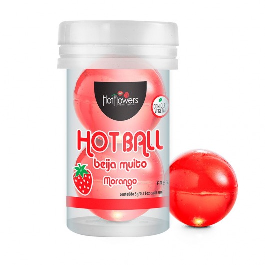 Лубрикант на масляной основе Hot Ball Beija Muito с ароматом клубники (2 шарика по 3 гр.) - HotFlowers - купить с доставкой в Уфе