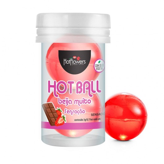 Лубрикант на масляной основе Hot Ball Beija Muito с ароматом шоколада и клубники (2 шарика по 3 гр.) - HotFlowers - купить с доставкой в Уфе