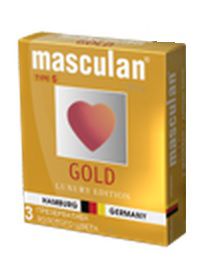 Презервативы Masculan Ultra Gold с золотым напылением и ароматом ванили - 3 шт. - Masculan - купить с доставкой в Уфе