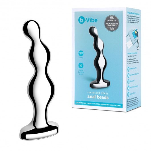 Стальной анальный фаллоимитатор для простаты Stainless Steel Anal Beads - 13 см. - b-Vibe - в Уфе купить с доставкой