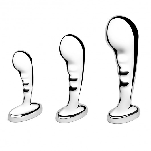 Набор из 3 стальных стимуляторов простаты Stainless Steel P-spot Training Set - b-Vibe - в Уфе купить с доставкой