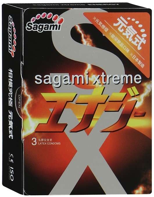 Презервативы Sagami Xtreme ENERGY с ароматом энергетика - 3 шт. - Sagami - купить с доставкой в Уфе