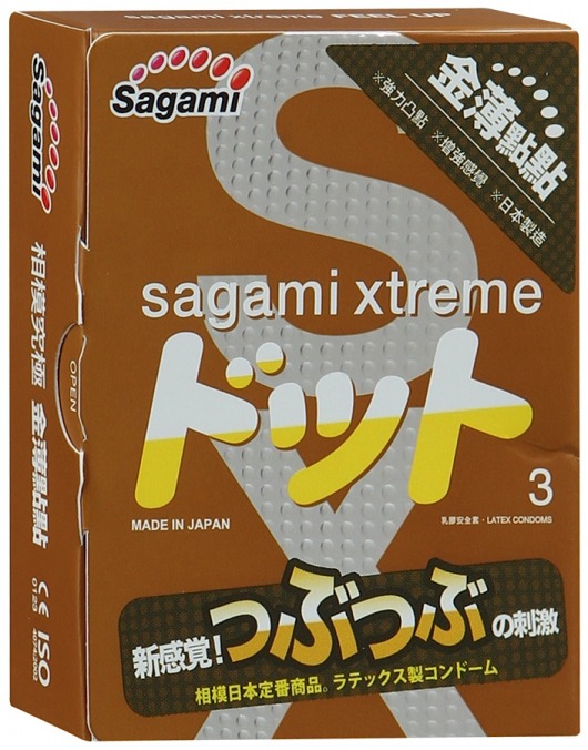 Презервативы Sagami Xtreme FEEL UP с точечной текстурой и линиями прилегания - 3 шт. - Sagami - купить с доставкой в Уфе