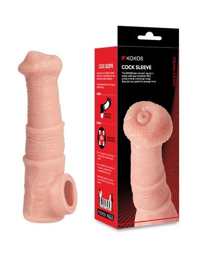 Телесная фантазийная насадка на член Cock Sleeve Size M - KOKOS - в Уфе купить с доставкой