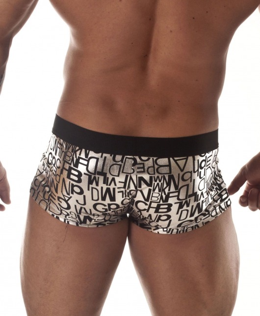 Серебристые трусы-хипсы с черными буквами - Don Moris купить с доставкой