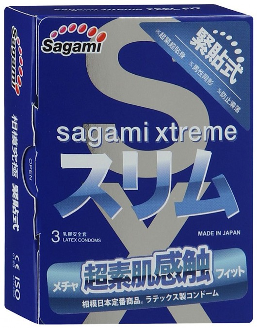 Розовые презервативы Sagami Xtreme FEEL FIT 3D - 3 шт. - Sagami - купить с доставкой в Уфе