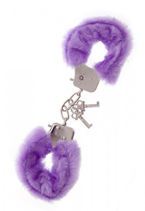 Фиолетовые меховые наручники METAL HANDCUFF WITH PLUSH LAVENDER - Dream Toys - купить с доставкой в Уфе