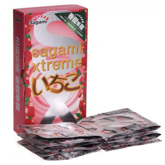 Презервативы Sagami Xtreme Strawberry c ароматом клубники - 10 шт. - Sagami - купить с доставкой в Уфе