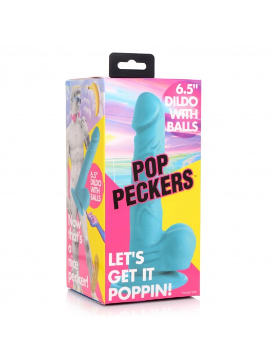 Голубой реалистичный фаллоимитатор на присоске - 19 см. - XR Brands