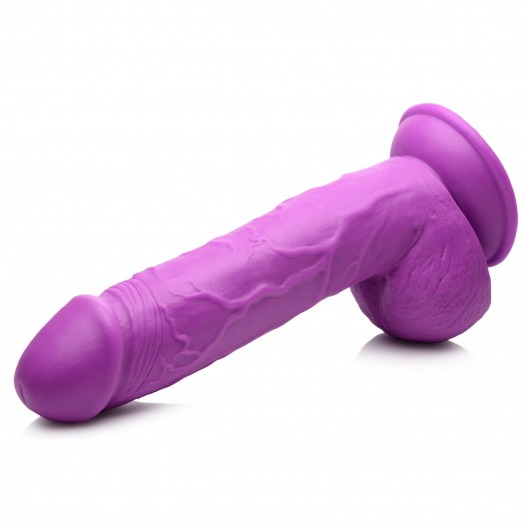 Фиолетовый фаллоимитатор на присоске 8.25  Dildo with Balls - 22,8 см. - XR Brands