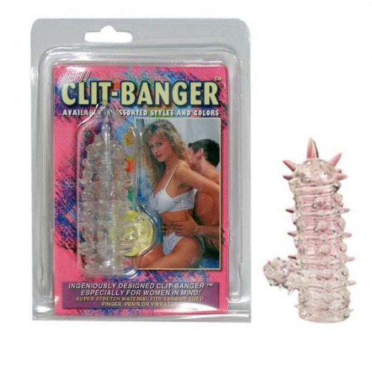 Прозрачная насадка с шипами и клиторальной шишечкой CLIT-BANGER SLEEVE IN CLEAR - Tonga - в Уфе купить с доставкой