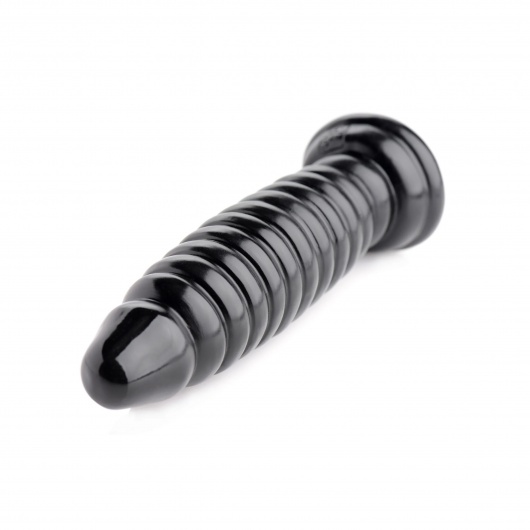 Черный ребристый анальный фаллоимитатор - 17,8 см. - XR Brands