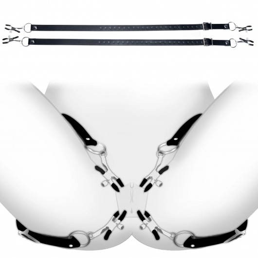 Ремни с зажимами для половых губ Spread Labia Spreader Straps with Clamps - XR Brands - купить с доставкой в Уфе