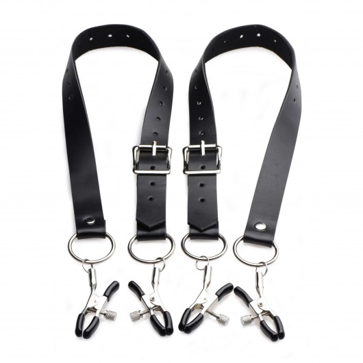 Ремни с зажимами для половых губ Spread Labia Spreader Straps with Clamps - XR Brands - купить с доставкой в Уфе