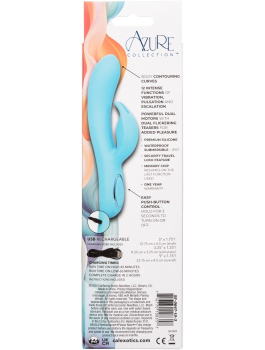 Голубой вибратор-кролик Bunny G - 22,7 см. - California Exotic Novelties