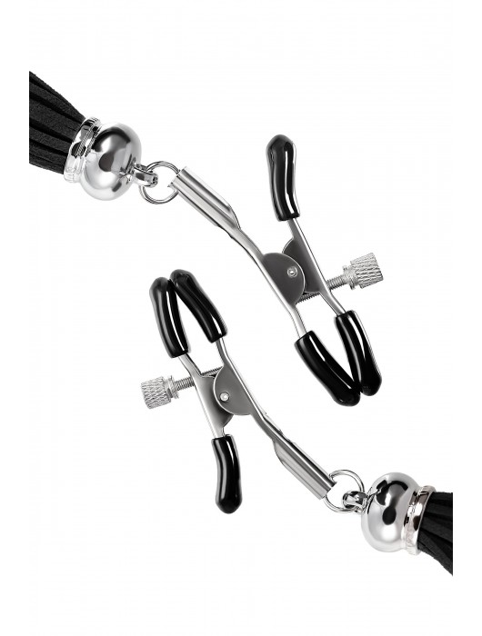 Зажимы на соски «Прищепки» с черными кисточками из замши - Pecado - купить с доставкой в Уфе