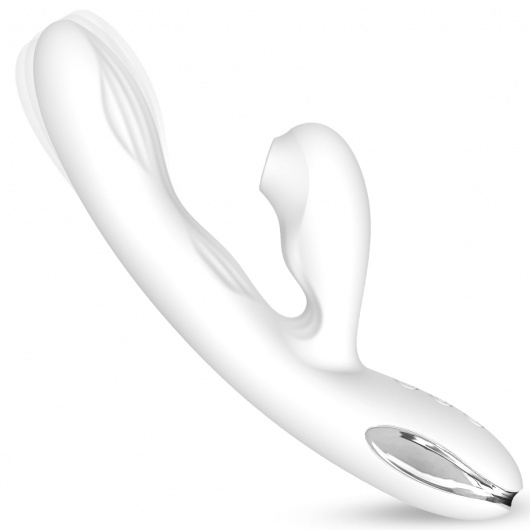 Белый вибратор-кролик Eria с вакуумной стимуляцией, функцией tapping и нагревом - 21,5 см. - BeYourLover