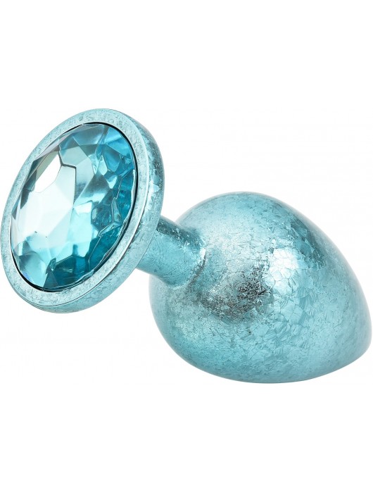 Голубая алюминиевая анальная пробка с кристаллом - 10 см. - Kanikule