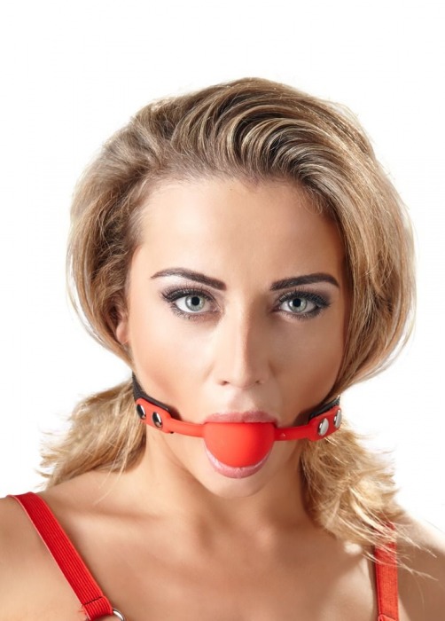 Силиконовый кляп-шар на чёрных ремешках Red Gag silicone - Orion - купить с доставкой в Уфе