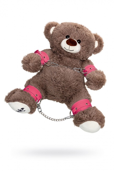 Бондажный набор: бурый мишка с розовыми оковами и наручниками - Pecado - купить с доставкой в Уфе