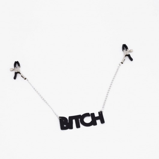 Зажимы на соски с кожаной подвеской Bitch - Crazy Handmade - купить с доставкой в Уфе