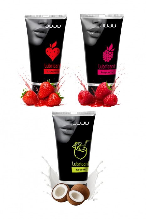 Набор из 3 съедобных лубрикантов JUJU (клубника, малина, кокос) - JuJu - купить с доставкой в Уфе