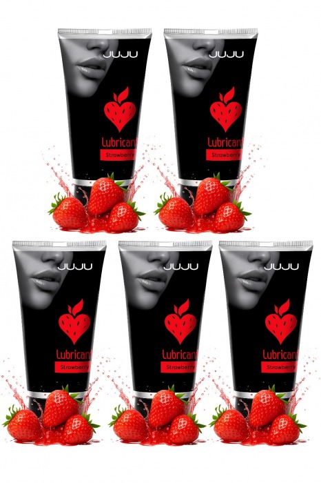 Набор из 5 съедобных лубрикантов JUJU со вкусом клубники - JuJu - купить с доставкой в Уфе