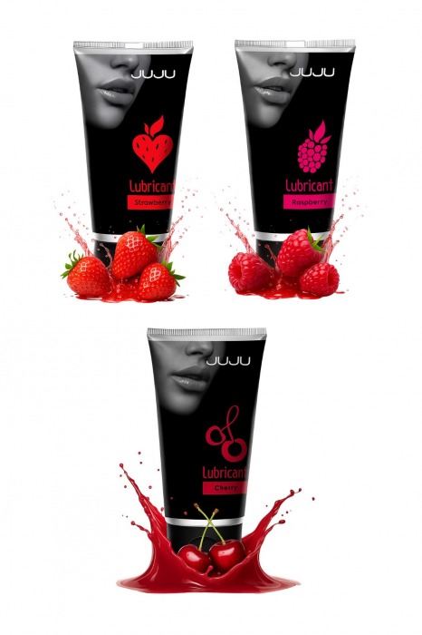 Набор из 3 съедобных лубрикантов JUJU (клубника, малина, вишня) - JuJu - купить с доставкой в Уфе