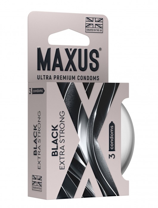 Черные утолщенные презервативы MAXUS Extra Strong с железным кейсом - 3 шт. - Maxus - купить с доставкой в Уфе
