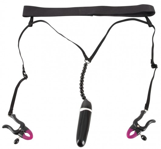 Женские вибростринги с зажимами для половых губ Spreader String with Vibrator - Orion - купить с доставкой в Уфе