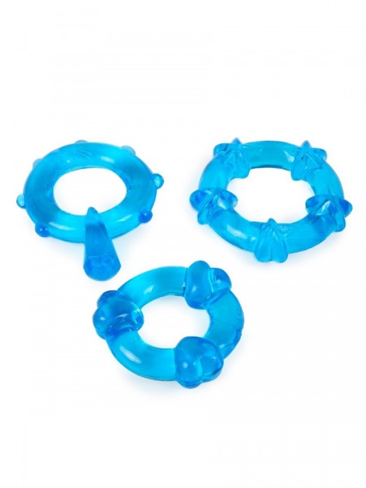 Набор из 3 синих эрекционных колец с различным рельефом - Erowoman-Eroman - в Уфе купить с доставкой Набор из 3 синих эрекционных колец с различным рельефом - Erowoman-Eroman - в Уфе купить с доставкой