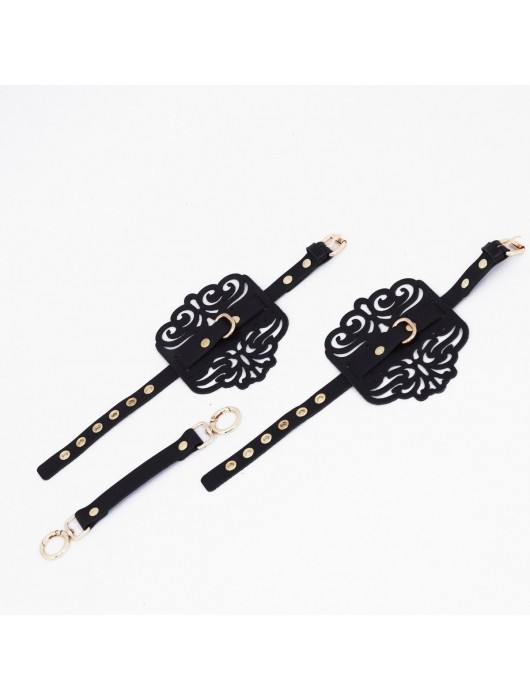 Черный фигурные оковы с золотистой фурнитурой - Crazy Handmade - купить с доставкой в Уфе